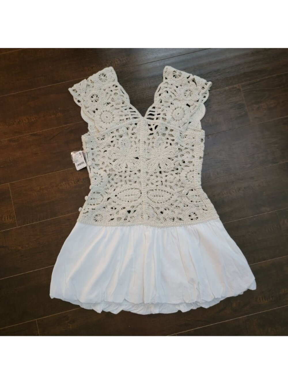 Free People Kinsley Crochet Mini Dress Boho Chic Hippie Retro Feminine Womens S - Picture 3 of 8